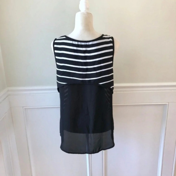 Nordstrom Gibson Black White Sheer Back Tank Top M - Picture 8 of 8